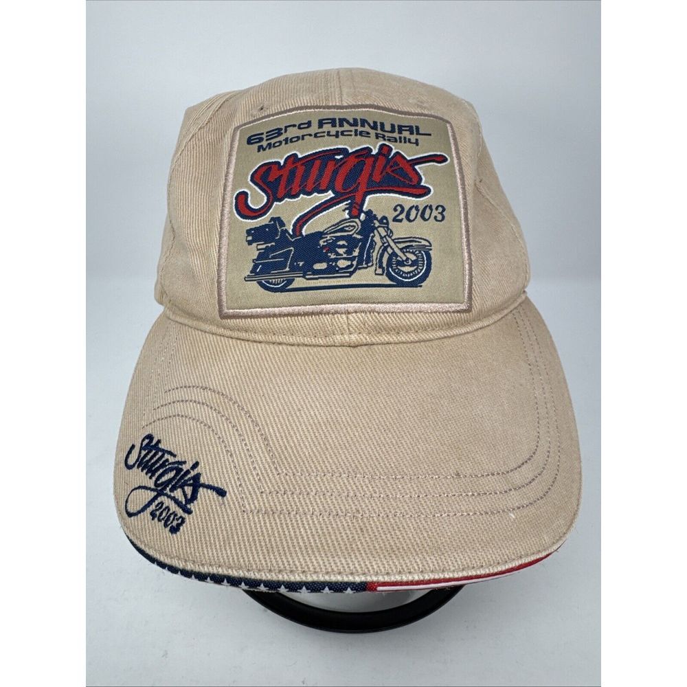 Sturgis 2003 63rd Annual Motorcycle Rally Beige Embroidered Cap Hat